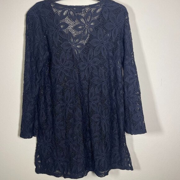 J. Valdi Swimsuit Cover Up Black Embroidered Lace Floral Bohemian! - Picture 4 of 5